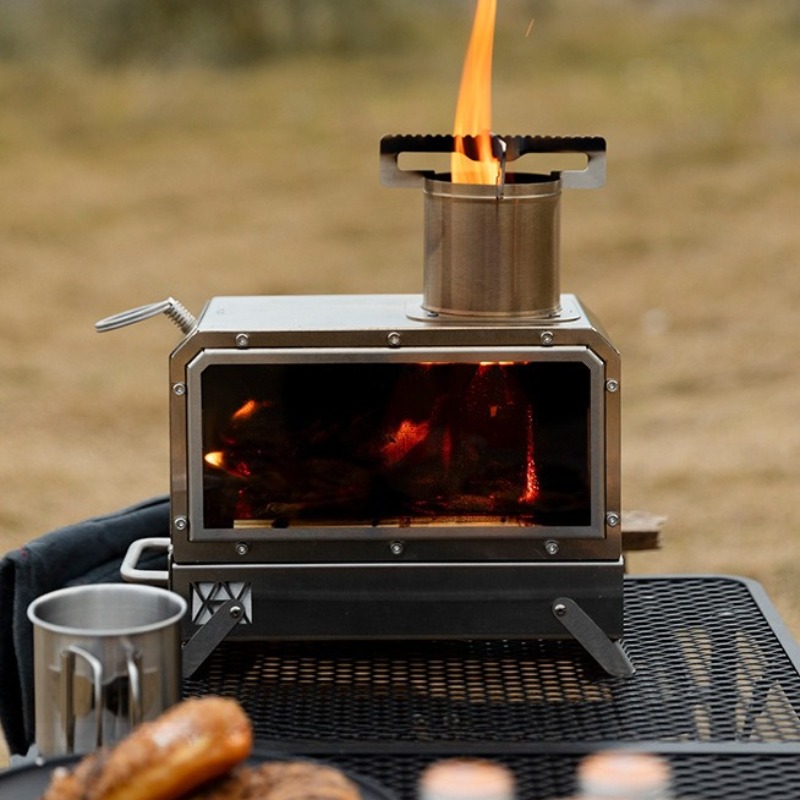 Camping Cooking - موقد حطب مربع من الفولاذ المقاوم