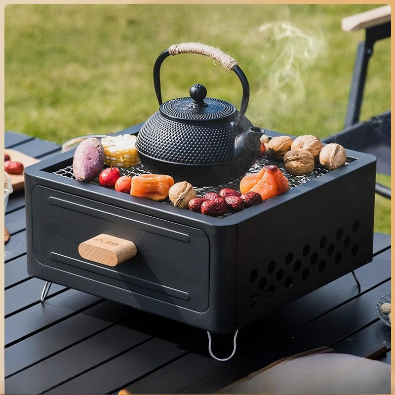 Camping Cooking - شواية فحم محمولة مربعة الشكل للاستخدام