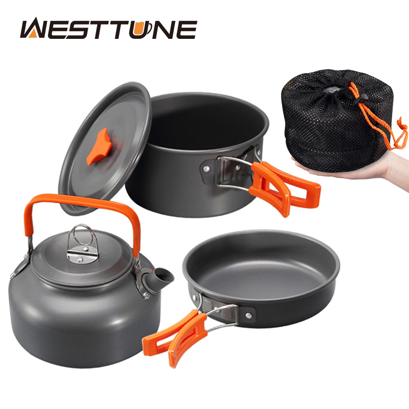 Camping Cooking Pot - WESTTUNE التخييم طقم حلل استانلس ستيل