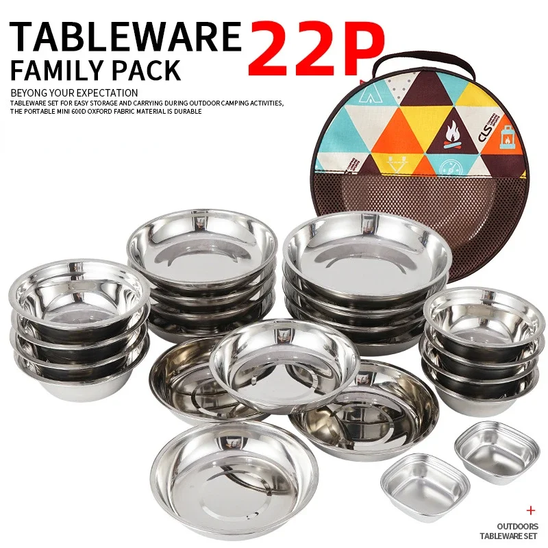 Camping Cooking Dining Set - مجموعة أطباق طعام محمولة للطهي في