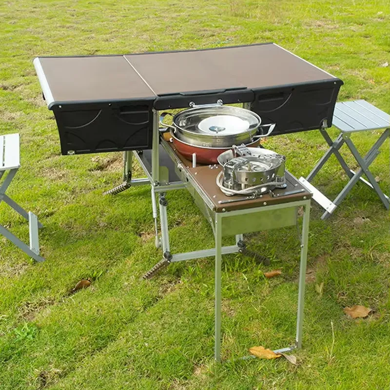 Camping Cooking Dining Set - عربة طعام متنقلة قابلة للطي للاستخدام