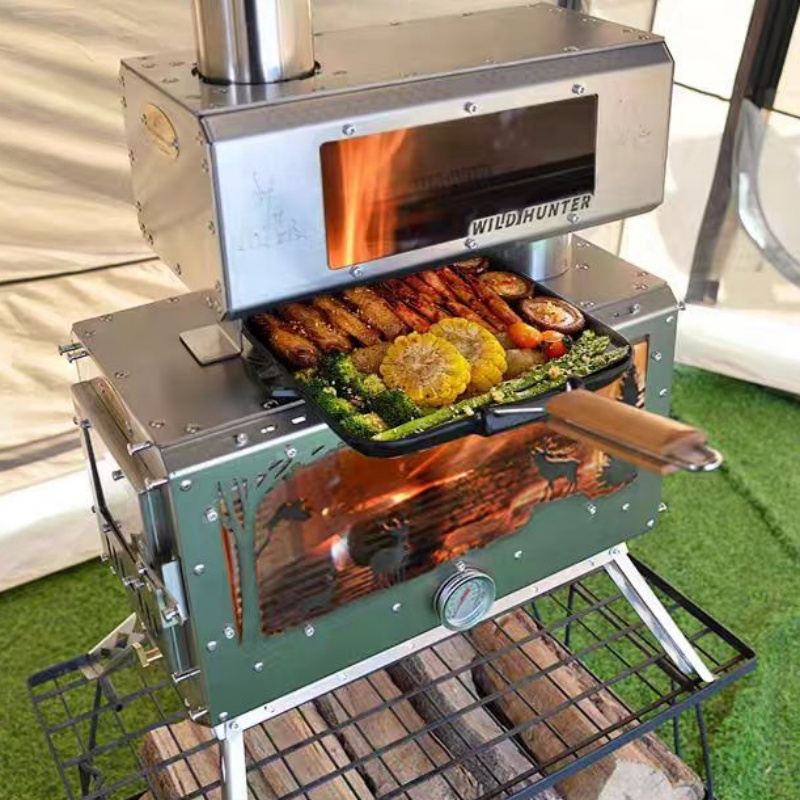 Camping Cooking - موقد تخييم يعمل بالحطب مع منصة