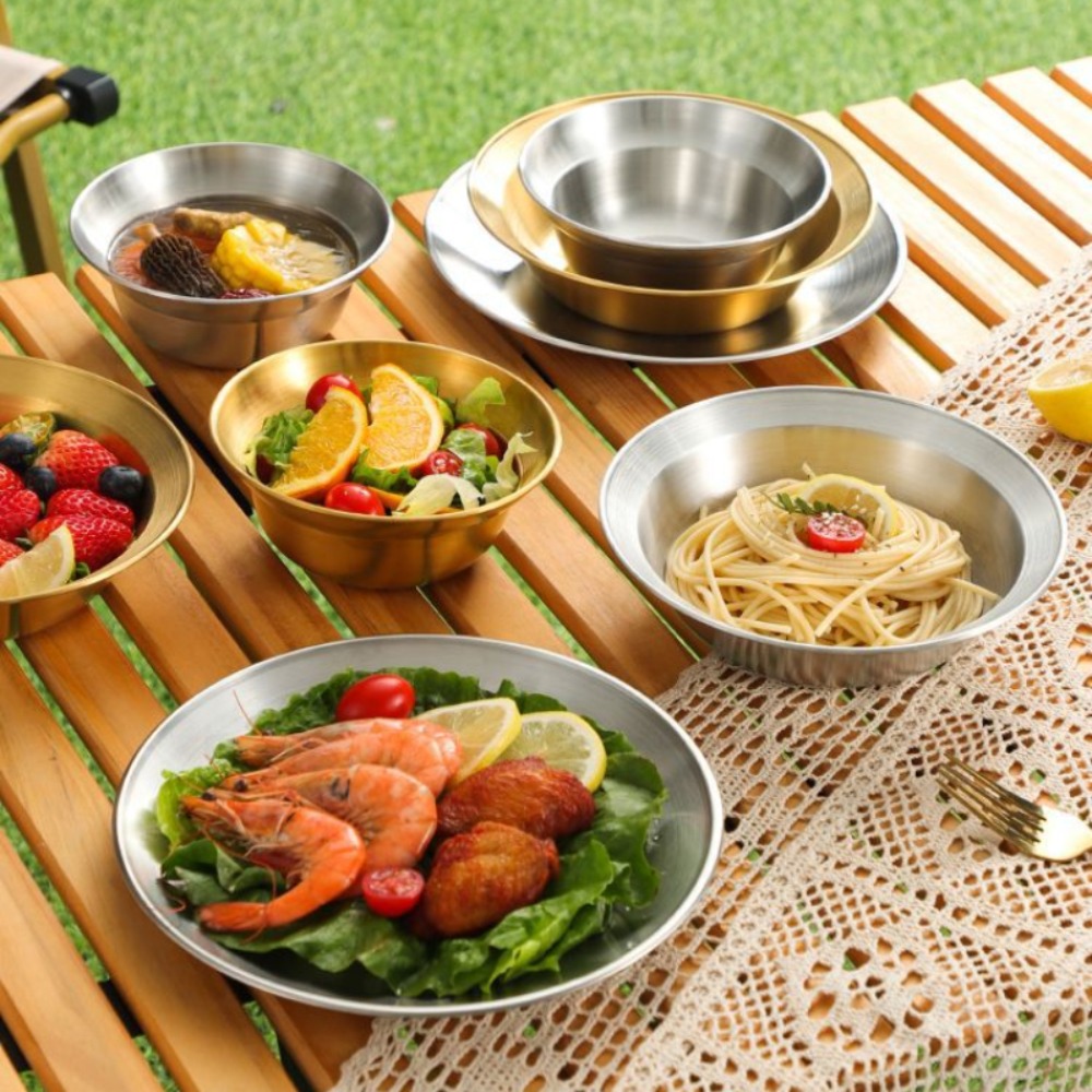 Camping Cooking Ware Set - طقم أدوات مائدة من الفولاذ المقاوم