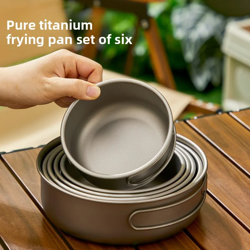 Camping Cooking Ware Set - التيتانيوم في الهواء الطلق وعاء مجموعة