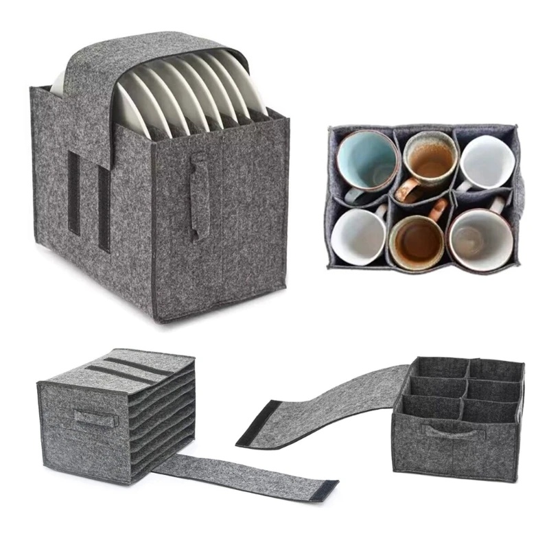 Camping Cooking Utensil Holder - حقيبة تخزين أطباق وأكواب من اللباد،