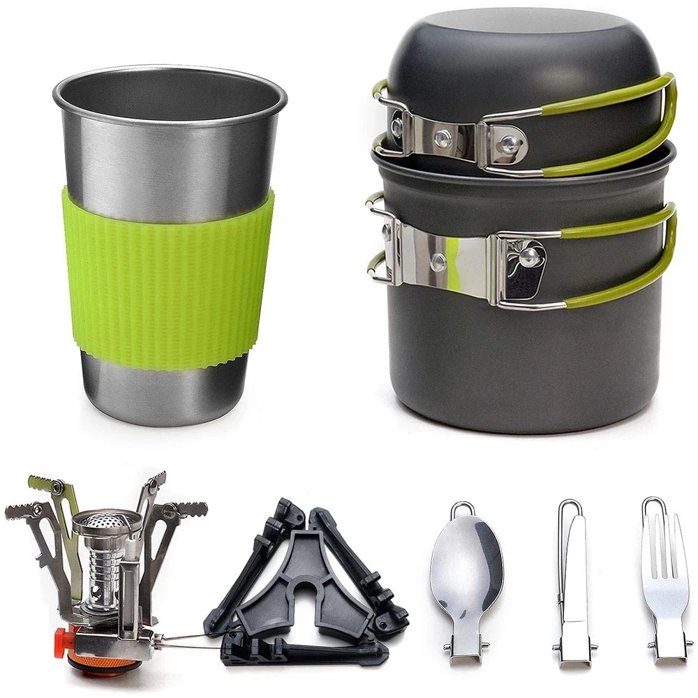 Camping Cooking Ware Set - طقم أواني طهي للتخييم مع موقد
