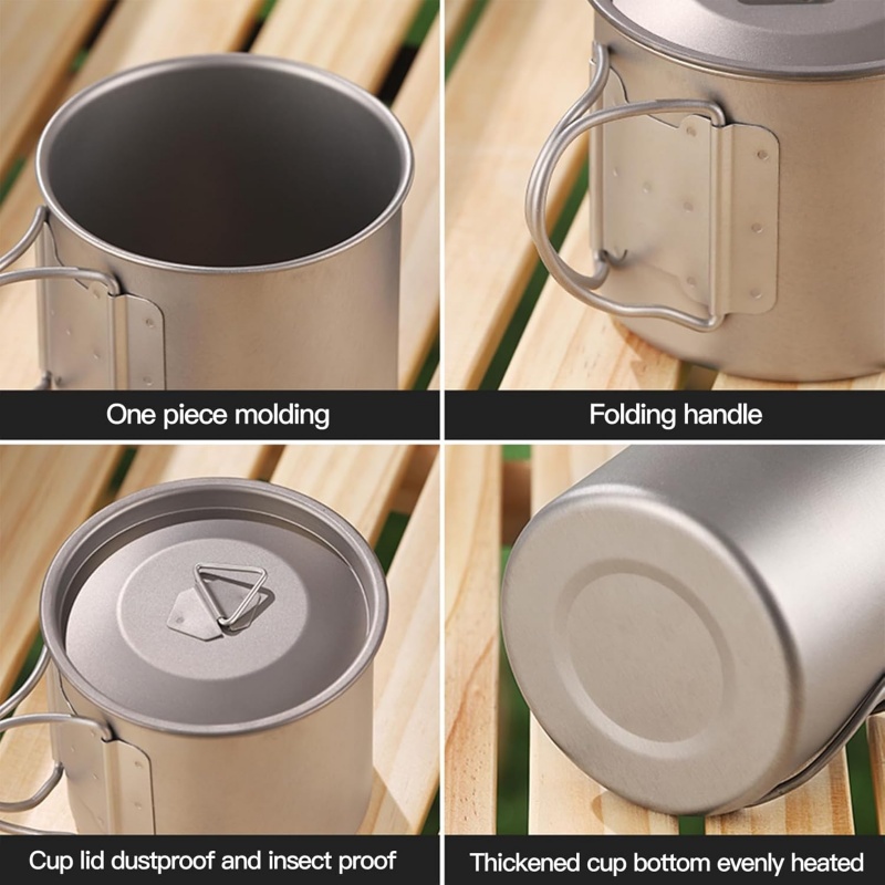 كوب تخييم من التيتانيوم بمقبض  - مراجعة Camping Cooking Ware Set وسعره