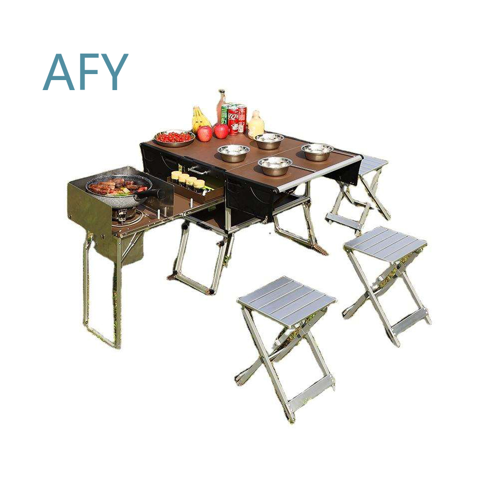 عربة طعام محمولة قابلة للطي لل - مراجعة Camping Cooking Dining Set وسعره