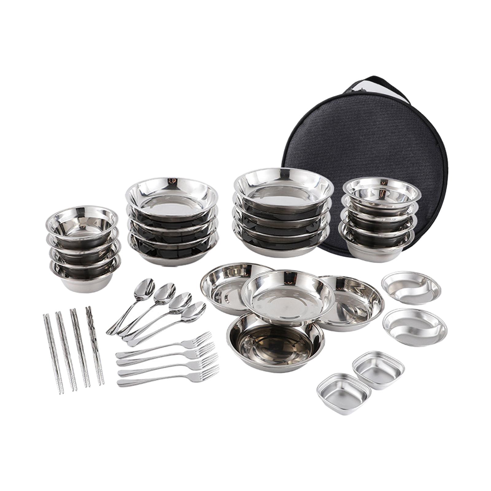 أطباق وأطباق من الفولاذ المقاو - مراجعة Camping Cooking Ware Set وسعره