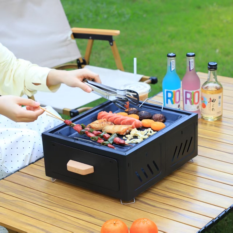 شواية فحم محمولة مربعة الشكل ل - مراجعة Camping Cooking وسعره