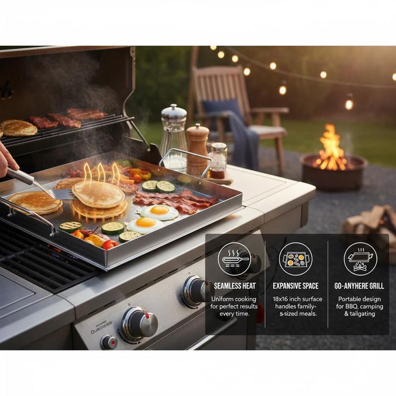 شواية مسطحة عالمية مقاس 18x16  - مراجعة Camping Cooking Hot Plate وسعره