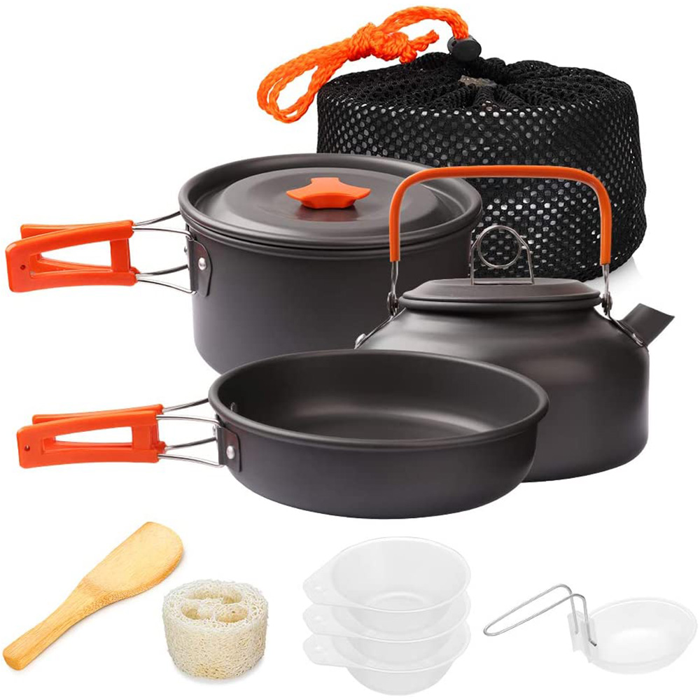 1 قطعة/1 مجموعة التخييم تجهيزا - مراجعة Camping Cooking Ware Set وسعره
