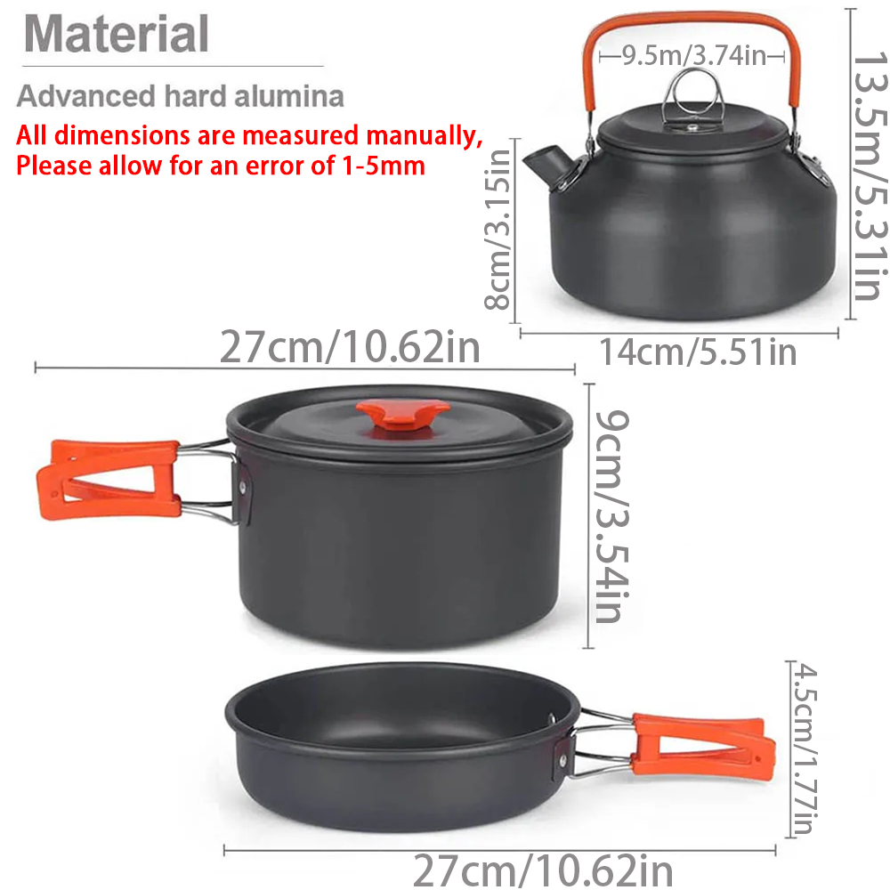 1 قطعة/1 مجموعة التخييم تجهيزا - مراجعة Camping Cooking Ware Set وسعره