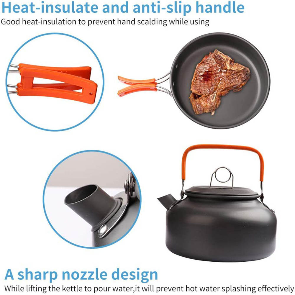 1 قطعة/1 مجموعة التخييم تجهيزا - مراجعة Camping Cooking Ware Set وسعره
