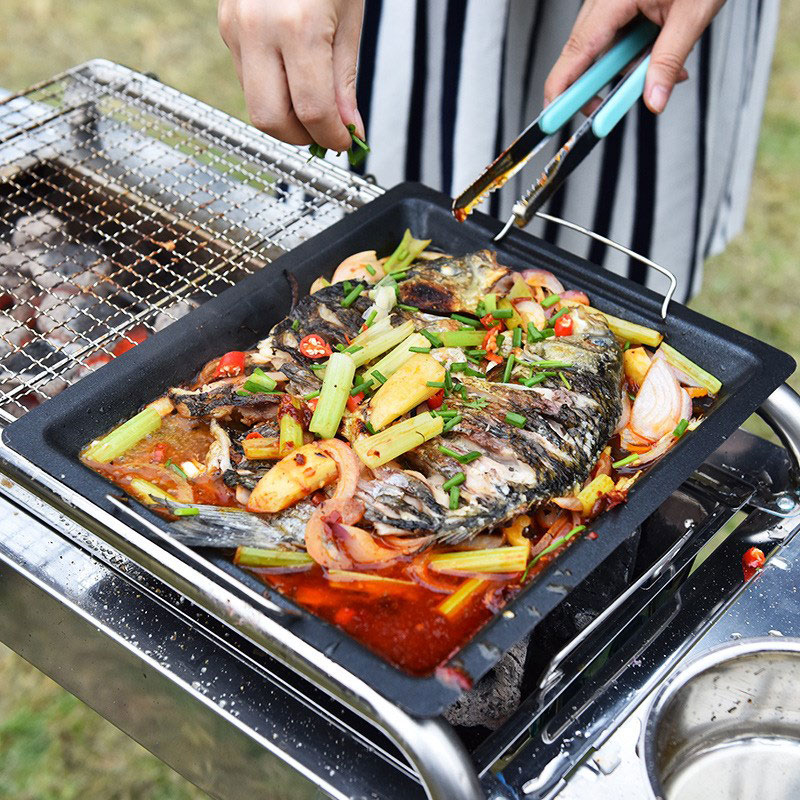 مقلاة شواء مربعة سميكة للاستخد - مراجعة Camping Cooking Pot وسعره