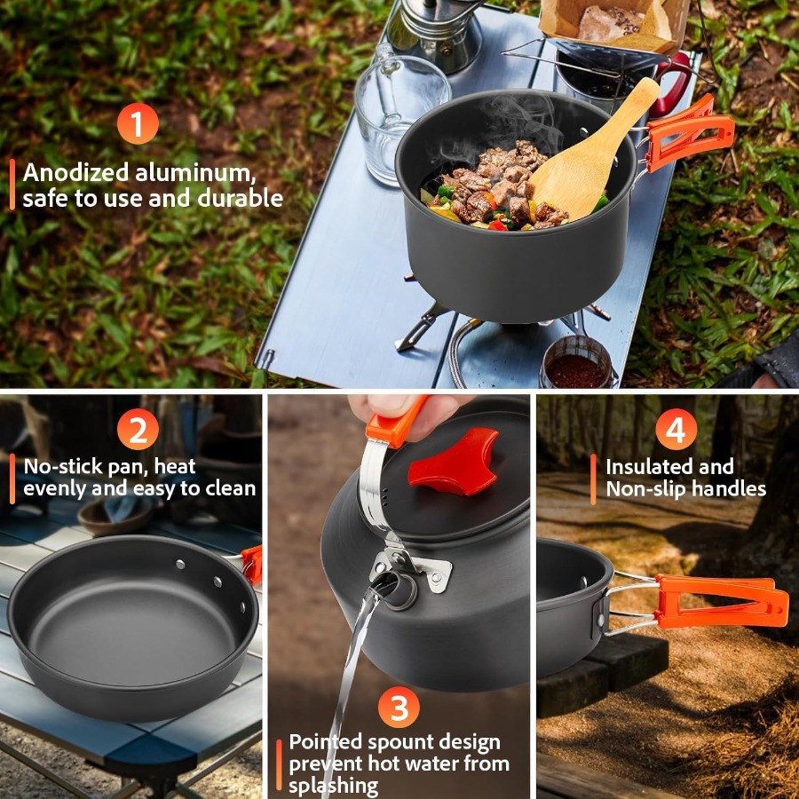 طقم أواني طهي للتخييم: قدر غير - مراجعة Camping Cooking Pan وسعره