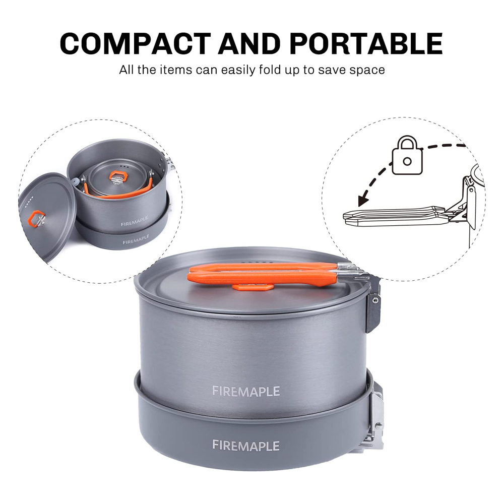 النار القيقب التخييم تجهيزات ا - مراجعة Camping Cooking Ware Set وسعره