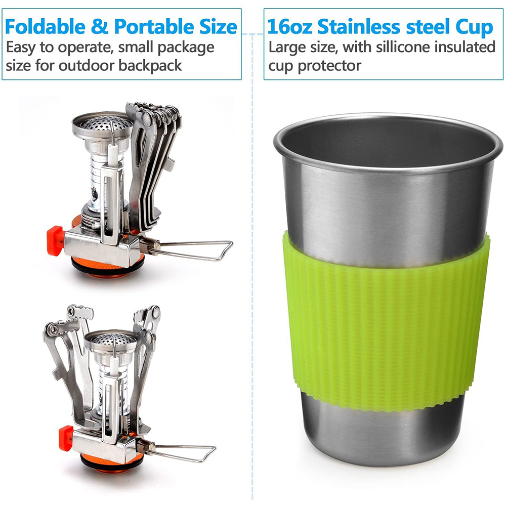 طقم أواني طهي للتخييم مع موقد  - مراجعة Camping Cooking Ware Set وسعره